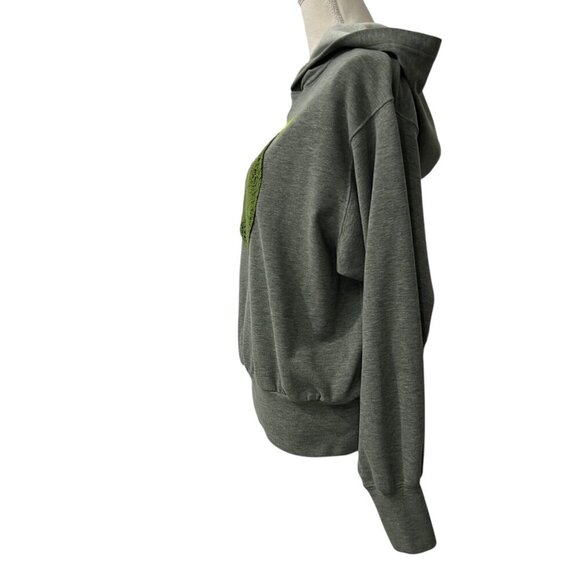 Evereve‎ Green Crochet Detail Pullover Hoodie Hooded Sweatshirt Size XS - Picture 5 of 10